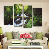 4Pcs Canvas Painting Forest Stream Modern Picture Home Wall Decor