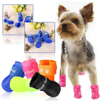 4Pcs / Lot Pet Dog Raining Shoes Waterproof Pet Shoes for Dog Puppy Colorful Rubber Boots Portable Durable Puppy Shoes Pet Suppliers
