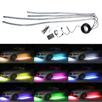 4Pcs Rgb Led Waterproof Car Decoration Strip Light Neon Light Kit Wireless Control