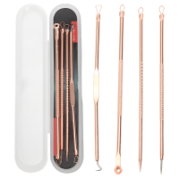 4Pcs Rose Gold Blackhead Extractor Removal Tools Kit Set Facial Care Pimple Comedone Blemish