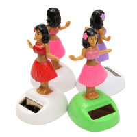 4Pcs Solar Powered Dancing Hula Girl Swinging Bobble Doll Gift Car Home Ornament