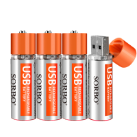 4Pcs Sorbo 1.5V 1200mah Usb Rechargeable 1 Hour Quick Charging Aa Li Po Battery