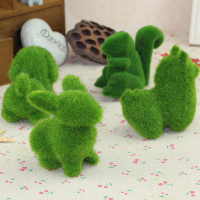 4Pcs Turf Small Cute Animals Artificial Grass Toy Decorations Animal Grass Land Stuffed Toys