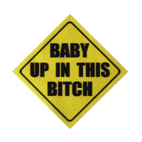 4X4 Inch Yellow Warning Baby In Car Vinyl Decal Sticker Funny Auto Reflective Graphic