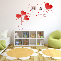 5 Colors Heart Love Wall Sticker Photo Frame Leaves Tree Removable Decal Home Art