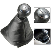 5 Speed Gear Shift Gaiter Knob For Peugeot 207 307 406 Black Chrome Leather
