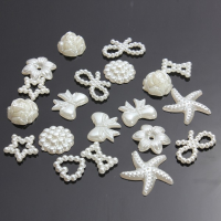 50Pcs Flat Back White Bow Flower Heart Pearl Diy Craft Phone Decoration