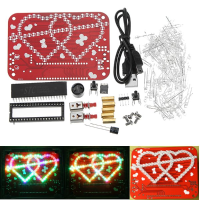 50V 60ma Diy Heart Shaped Water Light Set 51 Scm Red/colorful Light Love Music Kit 11 Kinds Song 8/15 Kinds Animation Mode Switch