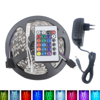 5M 3528 24w Rgb 300 Non Waterproof Led Flexible Strip Light 24 Keys Ir Remote + Power Adapter Dc12v