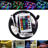 5M Smd2835 Non Waterproof 300 Led Rgb Flexible Strip Light + Mini 24 Keys Ir Remote Controller Dc12v