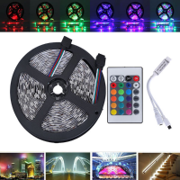 5M Smd2835 Waterproof 300 Led Rgb Flexible Strip Light + Mini 24 Keys Ir Remote Controller Dc12v
