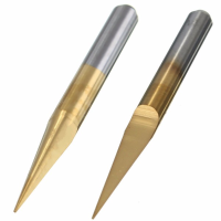 5Pcs 0.1Mm 10 Degree Pcb Drill Bits Titanium Coated Carbide Flat Bottom Pcb Engraving Bits