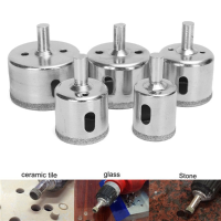 5Pcs 26/32/38/45/50mm Diamond Coated Drill Bits Set Hole Saw Tool For Glass Marble