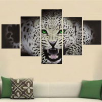 5Pcs Canvas Painting Cheetah Modern Abstract Picture Wall Decoration