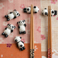 5Pcs Cartoon Panda Chopsticks Shelf Creative Ceramic Chopsticks Shelf
