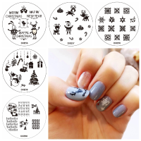 5Pcs Christmas Snowman Nail Image Stamps Set Santa Claus Template Snowflake Snowman Manicure Salon
