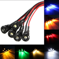 5Pcs Dc 12v 3mm Light Lamp Pre Wired 200mm With Plastic Bezel Holders