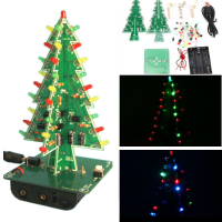 5Pcs Geekcreit® Christmas Tree Led Flash Kit Three Color Version 3d Diy Electronic Learning Kit