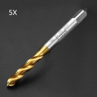 5Pcs M5x0.8 Hss Titanium Coated Screw Tap Metric Spiral Fluted Machine Screw Tap