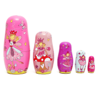 5Pcs/set Wooden Angel Fairy Russian Babushka Matryoshka Nesting Dolls