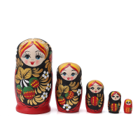 5Pcs/set Wooden Doll Matryoshka Nesting Russian Babushka Toy Gift Decor Collection