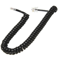 6.5Ft Black Telephone Extension Cord Curly Coil Line Cable Wire