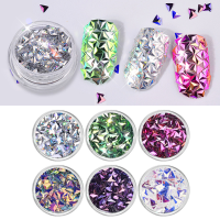 6 Colors Laser Triangle Nails Sequins Nail Decoration