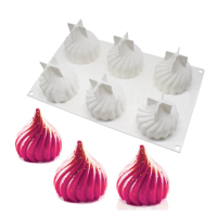 6 Grids Whirlwind Silicone Cake Fondant Mold Chocolate Cookies Mold Baking Pan Tray Diy Mousse Tool