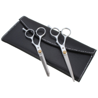 6 Inch Haircut Barber Hair Cutting Flat Dentate Stainless Steel Scissors Set With Bag