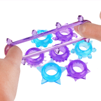 6 Pieces Multiple Shape Male Cock Rings Soft Elastic Crystal Color Adult Product
