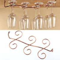 6 Wine Glass Rack Stemware Hanging Under Cabinet Holder Hanger Shelf Kitchen Drinks Holder Copper Color
