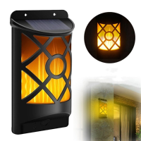 66 Led Flickering Solar Garden Light Outdoor Waterproof Dancing Flame Wall Lamp