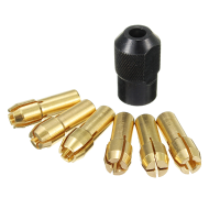 6Pcs 1mm 3mm Brass Drill Chucks With 8x0.75Mm Black Nut For Rotary Tool