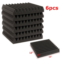 6Pcs 30x30x5cm Soundproofing Acoustic Wedge Foam Tiles Wall Panels