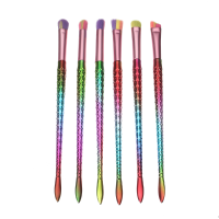 6Pcs Mermaid Makeup Brushes Set Cosmetics Tools Eye Shadow Liner Brush Makeup Shaping Brow