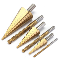 6Pcs Titanium Coated Step Drill Bit Quick Change Bits Set