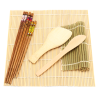 7 Pcs Rolling Mats Chopsticks Rice Spreader Paddle Bamboo Sushi Making Kit BBQ Mat