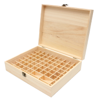 74 Holes Essential Oils Wooden Box Container Solid Pine Pure Natural Wood Storage Case