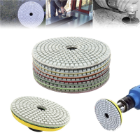 7Pcs 5 Inch 50 3000 Grit Diamond Polishing Pad Sanding Disc for Marble Concrete Granite Glass