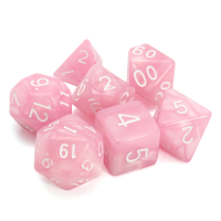 7Pcs Polyhedral Pearlescent Pink Dice Set With Bag Rpg