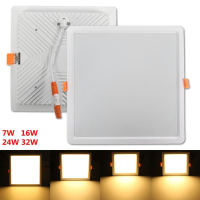 7W 16w 24w 32w Square Led Recessed Ceiling Panel Down Light Warm White With Driver 85 265v