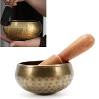 80Mmtibetan Buddhist Chakra Yoga Resonance Singing Bowl Brass Healing Meditation Hammered Stick