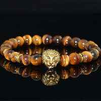 8Mm Loin Head Series Beads Elastic Bracelet For Men Jewelry Clothing Accessories