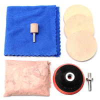 8Pcs Cerium Oxide Polishing Powder and Felt Polishing Pad Kit Glass Scrach Remover