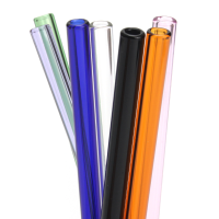 9 Inch Reusable Colorful Drinking Glass Straws Wedding Birthday Party Juice Drinking Straw 8mm