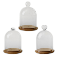 90Mm Glass Display Dome Clothe Bell Jar Flower Preservation Vase With Wooden Base