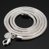 925 Silver Plated 3mm Simple Snake Unisex Diy Necklace Chain