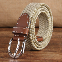 95Cm Women High Elastic Belt Pin Buckle Knitting Canvas Jeans Waistband