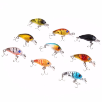 9Pcs 45mm 1.2M Depth Fishing Lures 3d Eyes Crankbait Hard Bait Fishing Bream Bass Shrimp