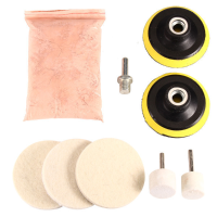 9Pcs Universal Glass Polishing Kit Scratch Remover 8oz Powder With Wheels Pads
